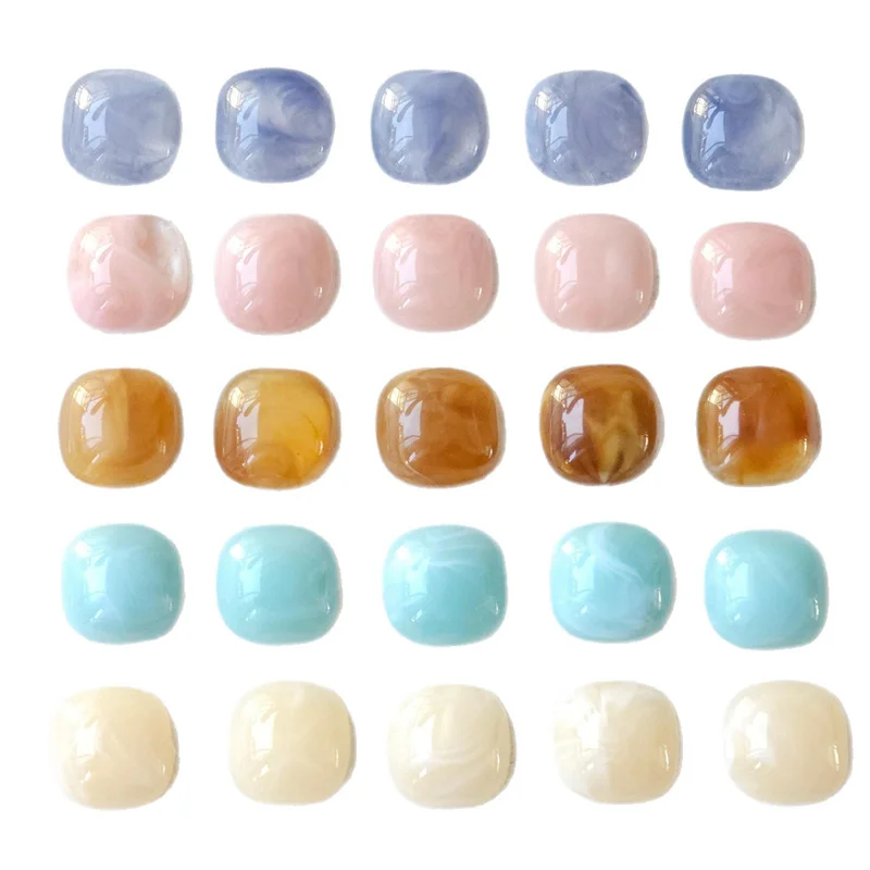 أحدث 100 قطعة/الوحدة 18 مللي متر اللون نغمتين التدرج الهندسة شكل مربع الراتنج كابوشون الخرز لتقوم بها بنفسك مجوهرات الملابس الشعر التبعي #4