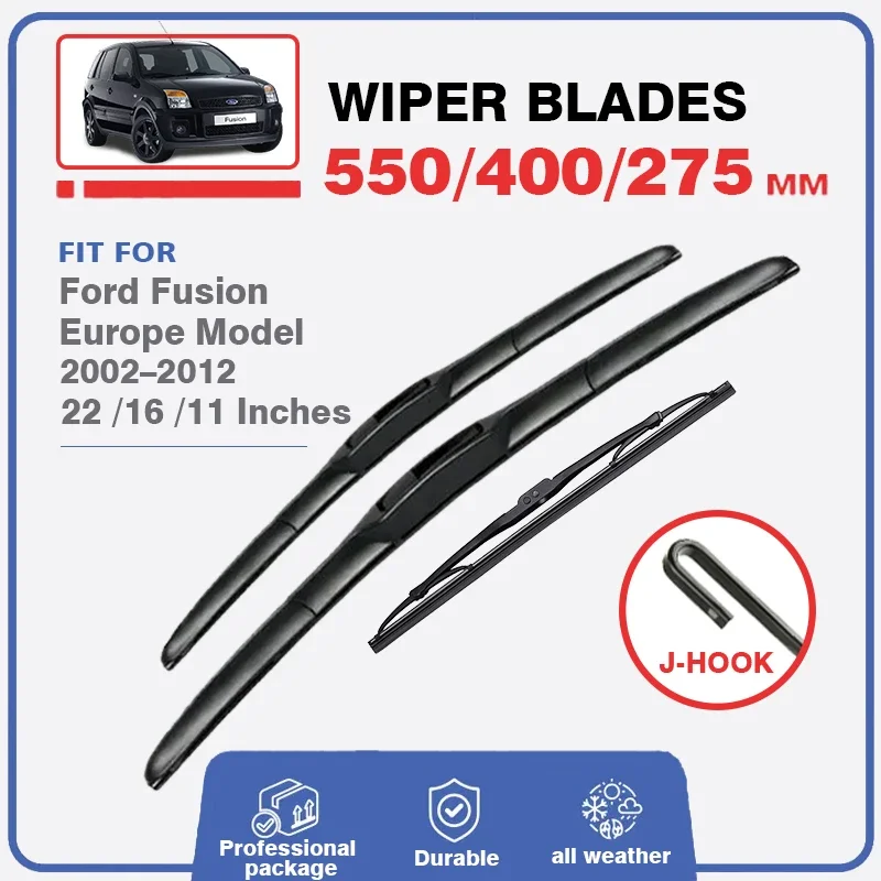 For Ford Fusion Europe Hatchback 2002-2012 Front Rear Wiper Blades Brushes Cutter Accessories 2008 2007 2006 2005 2004 2003 2002