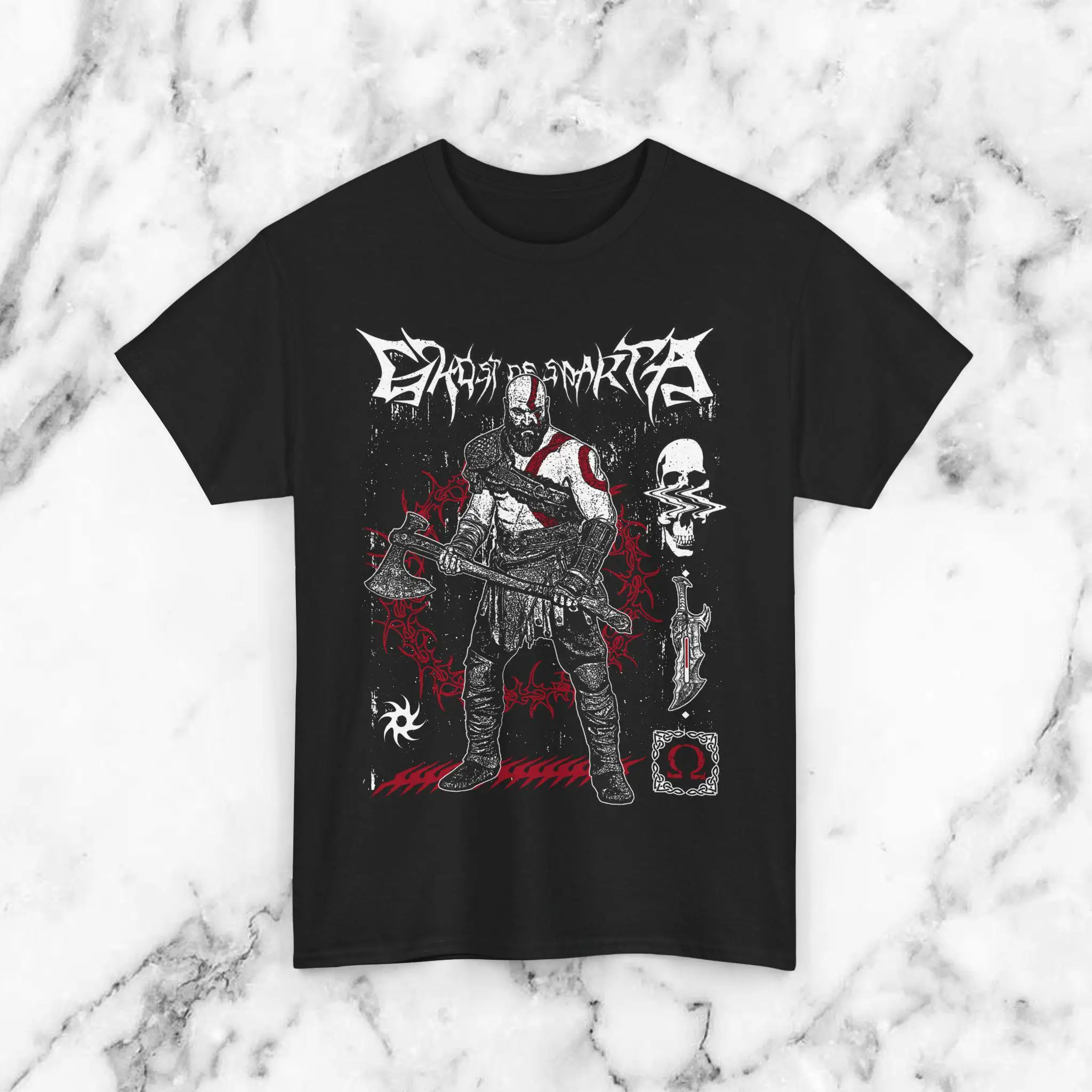 God of War Kratos Ghost of Sparta Metal Font Graphic T-Shirt Cotton Men Women Streetwear Tee