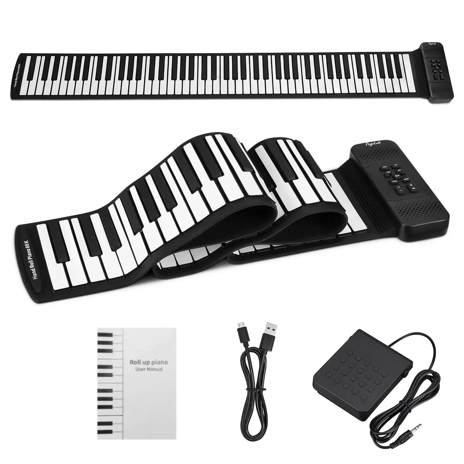 Portable Travel Design 88-Key Silicone Foldable Keyboard with Touch Sensitive Pad for Kids/beginners Pogolab Roll-Up Piano view 5
