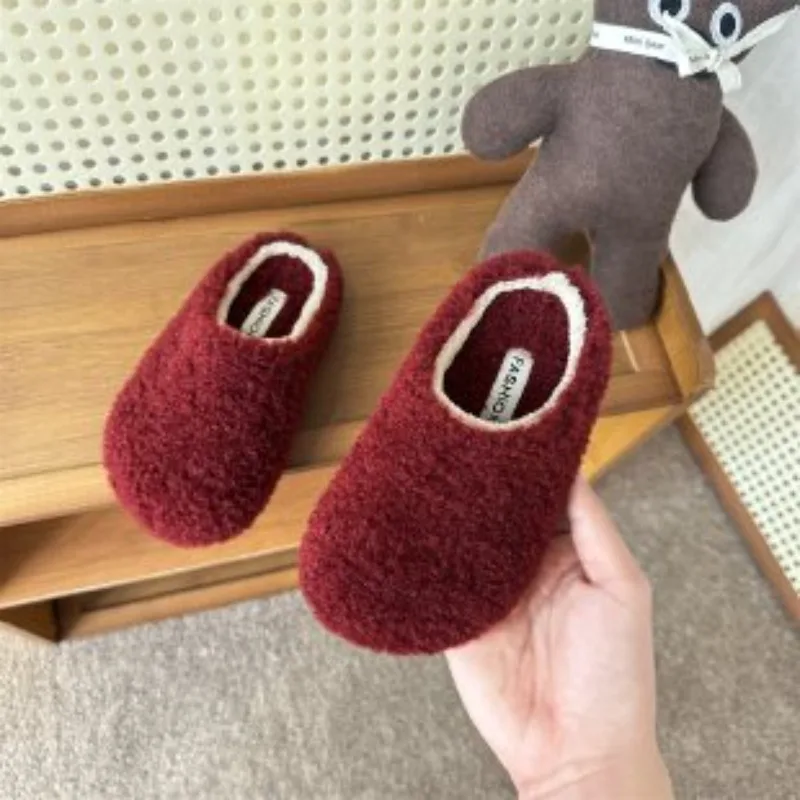 2025 الشتاء الأطفال حذاء مسطح عادية ومريحة للأطفال القطن المقطورات محايد دافئ كعب مسطح أحذية قطنية
