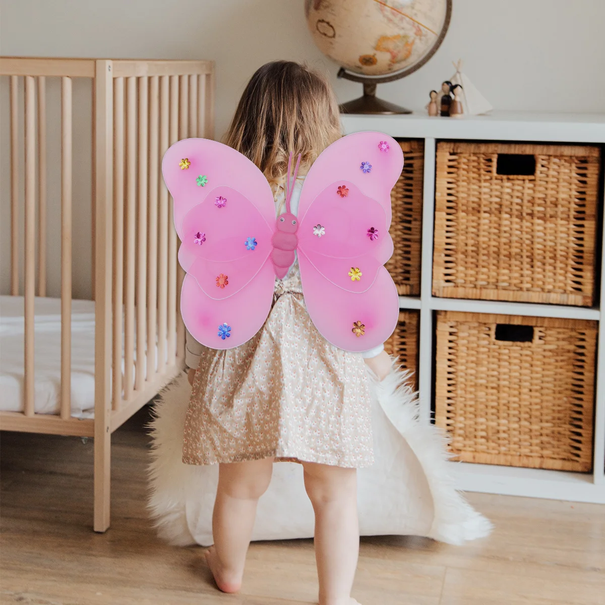 Ensemble d'ailes de papillon Double couche, 3 pièces, bandeau baguette, ailes de fée pour enfants, déguisement de fête d'anniversaire, ensemble d'ailes de papillons Cosplay