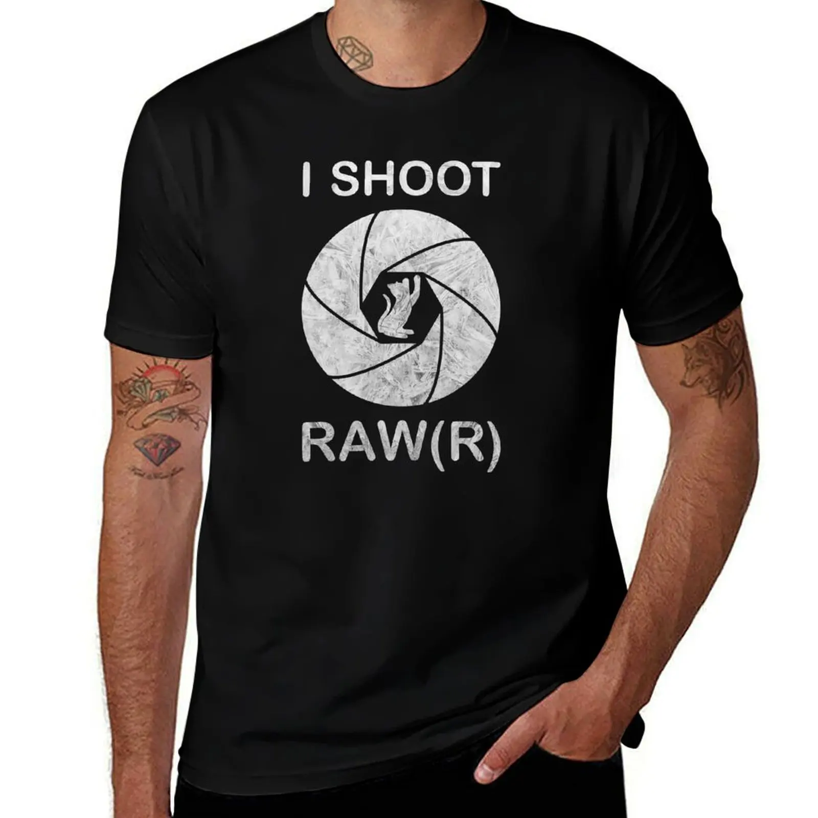 I Shoot Raw Photographer Photographing Cat Vintage T-Shirt aesthetic clothes oversized graphic tee compression shirt men