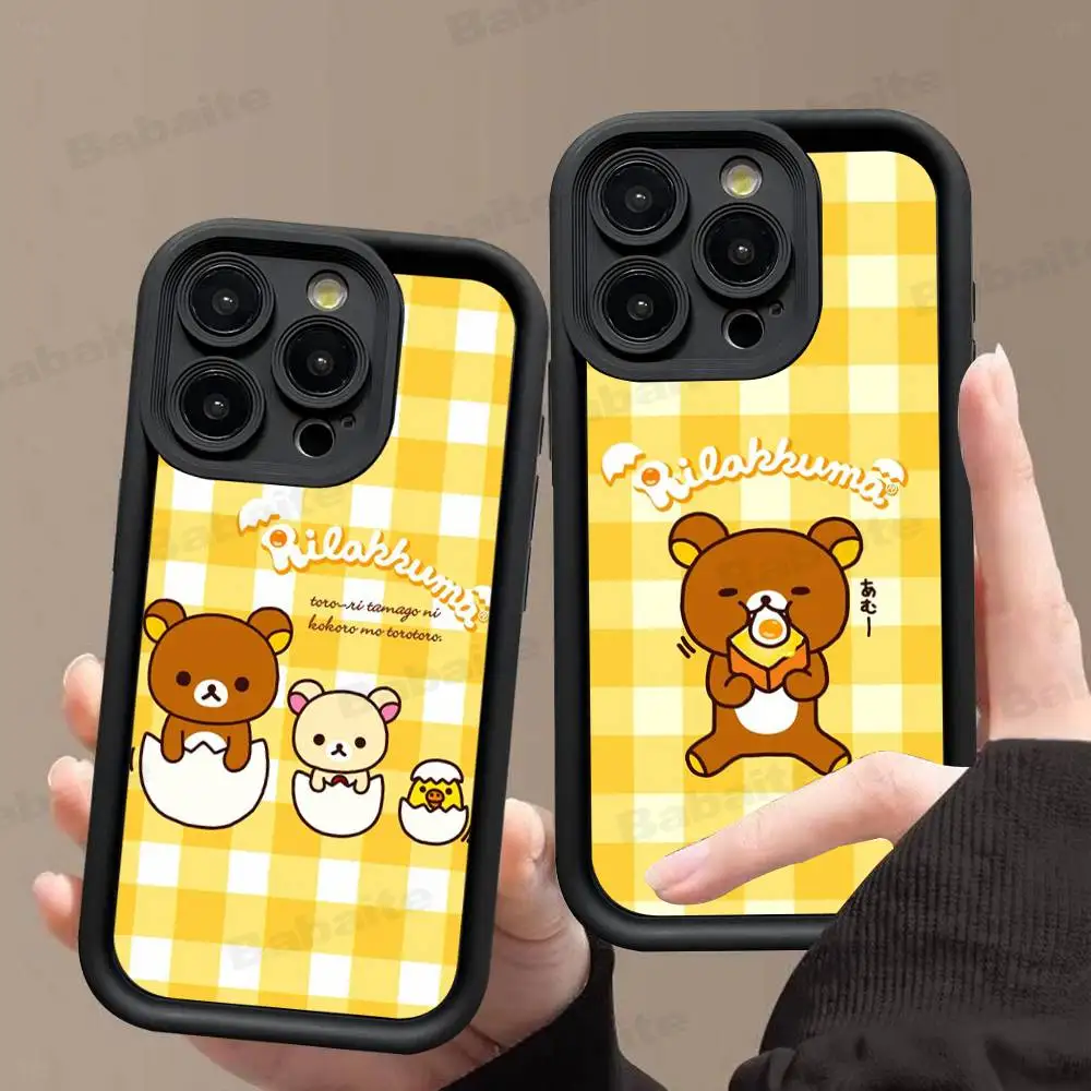 

Rilakkuma Relaxed Bear Phone Case For iPhone 17 16 15 14 13 12 11 Pro Max Plus Mini Luck Cover