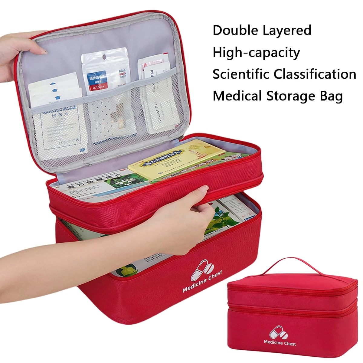 1PC large capacity double-deck Medical Bag, Outdoor Emergency Kit, Portable Small Medicine Bag, 2026 NEW   JJ3313  JH