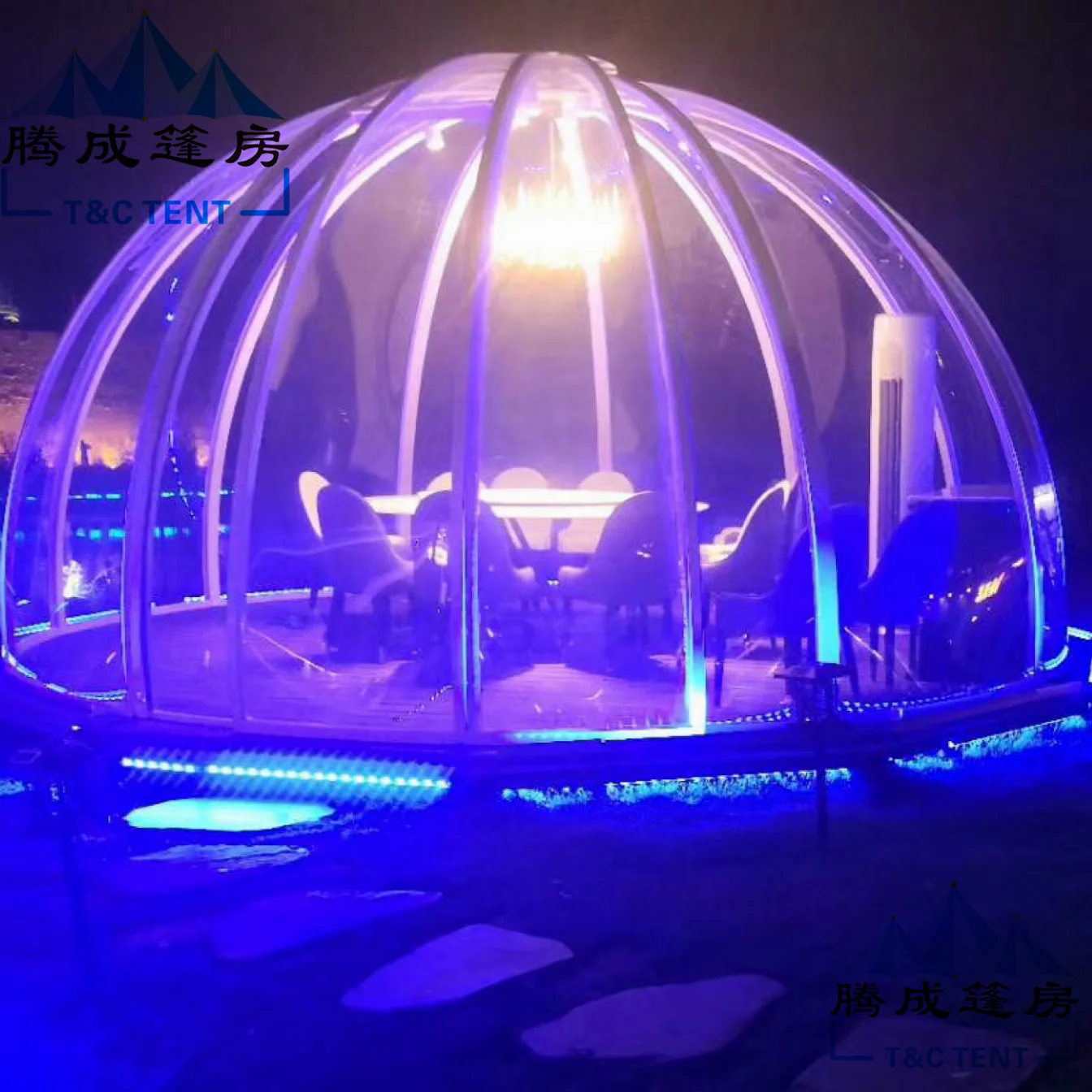 

New outdoor transparent pc starry room restaurant box net red ball shaped tempered glass bubble house arc steel structure