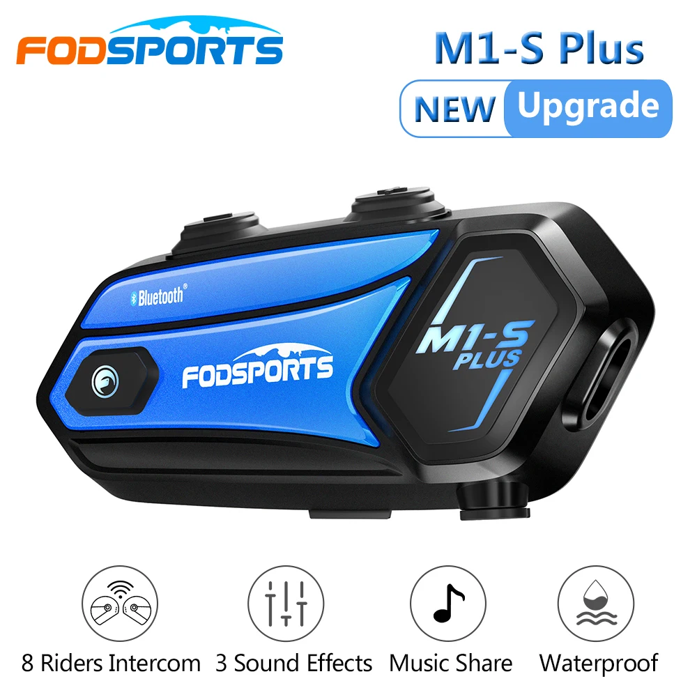 

Fodsports M1-S Plus Intercom Motorcycle Helmet Headset Bluetooth 10 Riders Communication System 2000m Moto Headphone Music Share