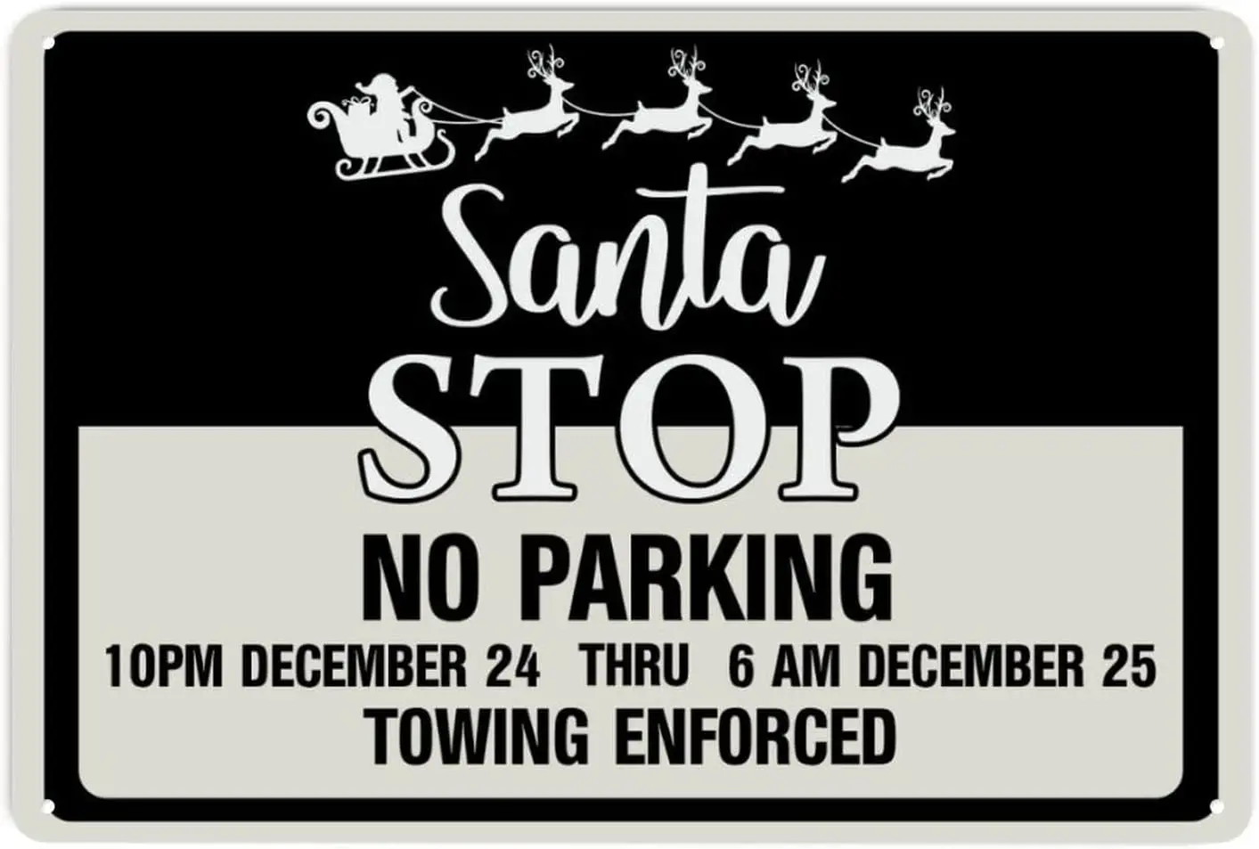 Santa Parking Only Sign Metal Sign Man Cave Garage Christmas Aluminum Tin Sign for Seasonal Holiday Decor,12x18in