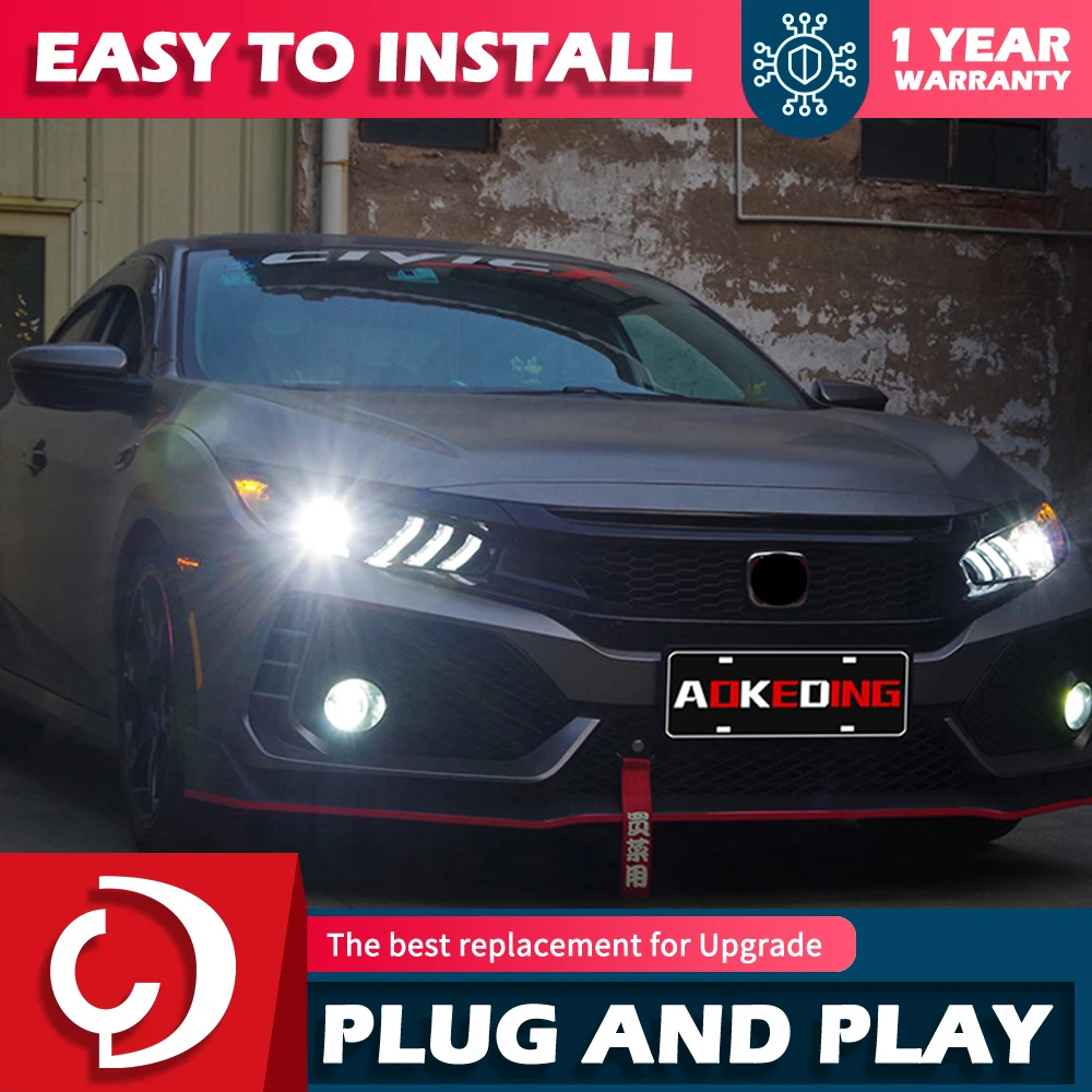 أضواء السيارة أجزاء لهوندا سيفيك X 2016-2021 مصابيح أمامية LED المصباح النهار تشغيل أضواء المزدوج العارض سيارة ضوء الجمعية #4