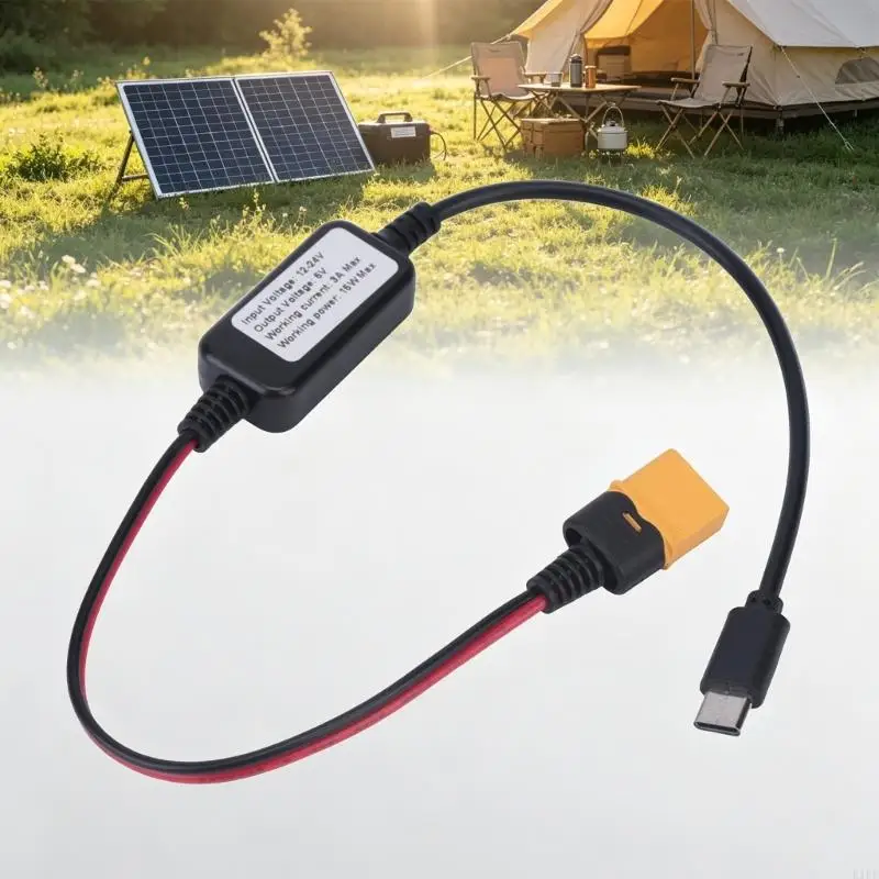 12-24V to 5V Power Reduction Charging Cord with XT60M Input, Type-C Male Output, and Integrated Module for Compatible K1KF