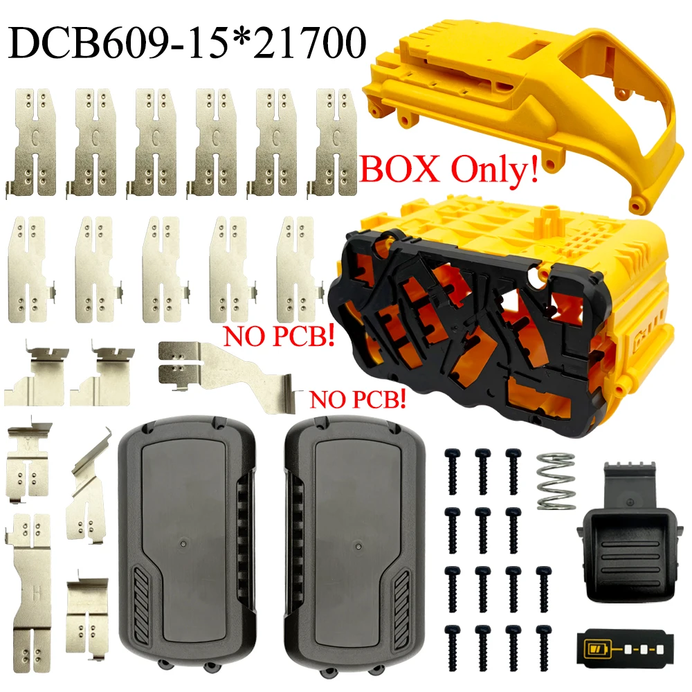 Pojemnik na akumulatory 21700 DCB606 DCB609, 15 komórek, plastikowe etui, uchwyt na akumulatory litowe DeWalt 20V 60V, obudowy, śruby — zdjęcie produktu 6