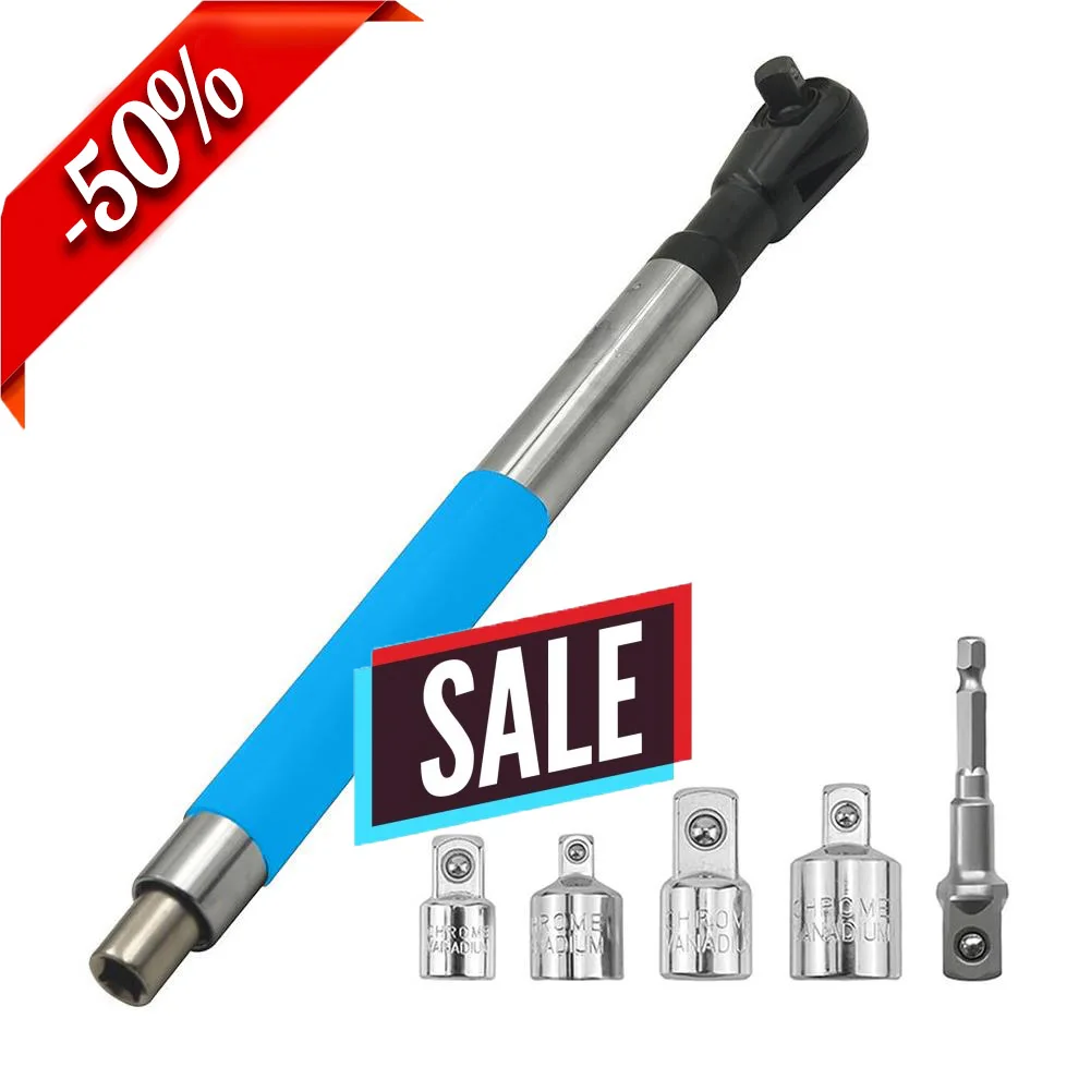 

Offset Extension Wrench Impact 1/2" Electric Impact Ratchet Wrench with 4 Conversion Adapters for Tight Spaces Ideal for Car
