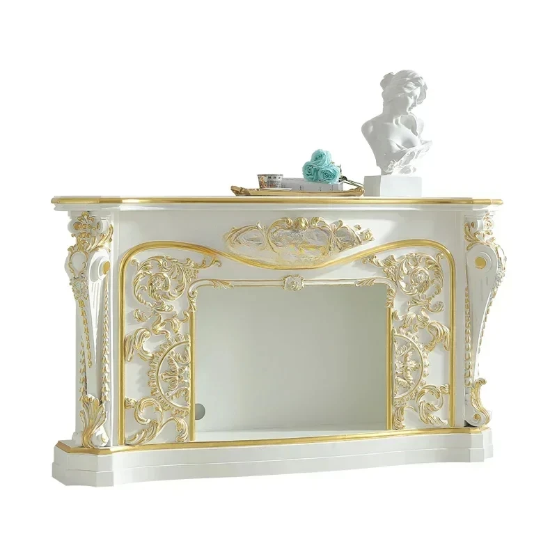 

cqyLight luxury court French closet birch carved decorative fireplace living room gold European furniture ornament decoration ho