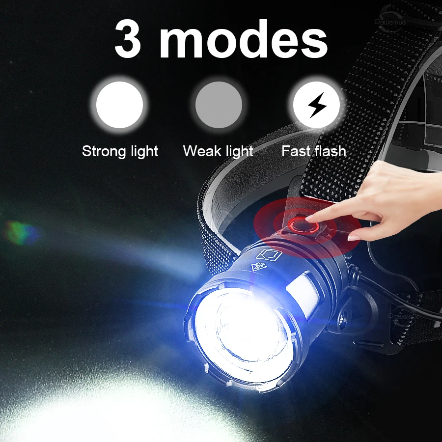 100000LM Powerful Headlamp Portable Rechargeable LED Lamp Super Powerful Head Flashlight Long Range LED Headlamp For Fishing