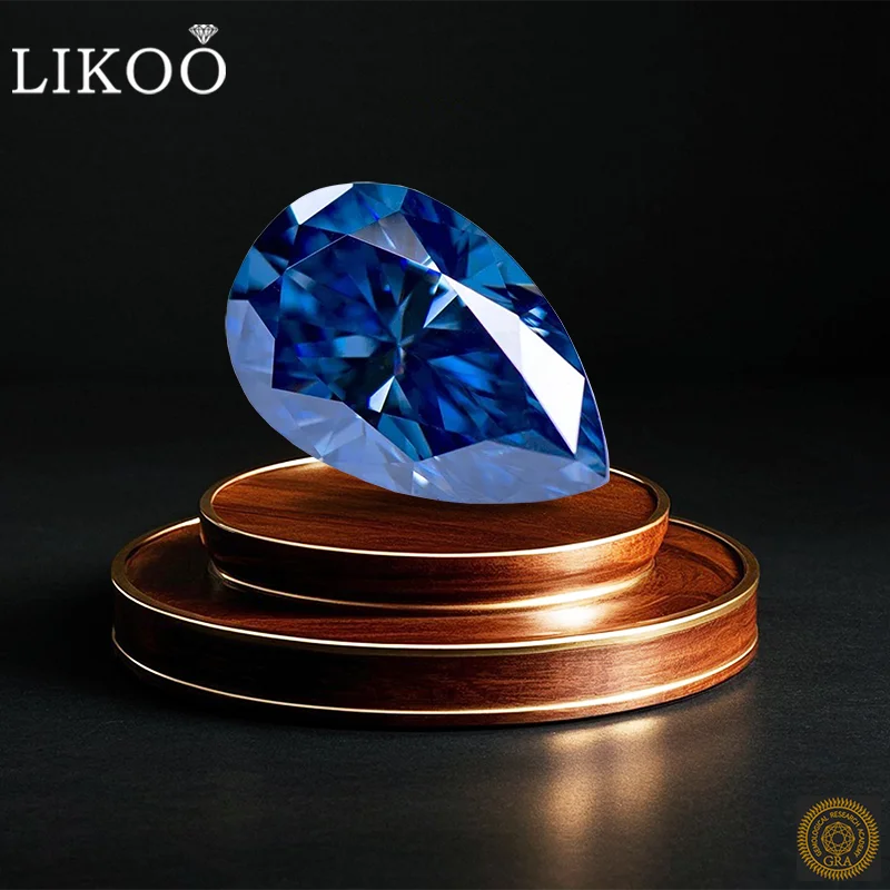 

Natural Royal Blue Color Moissanite Pear Cut for Jewelry Making DIY Charms Ring Necklace Earrings Main Material with Certificate