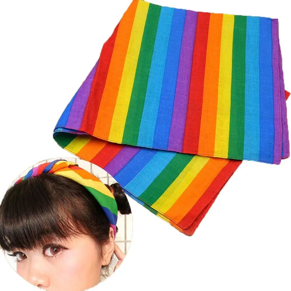 

Hair Decoration Square Scarf Bandanas Rainbow Coloured Sweat-absorbent Hair Accessories Headband DIY Hair Band Turban Headwear