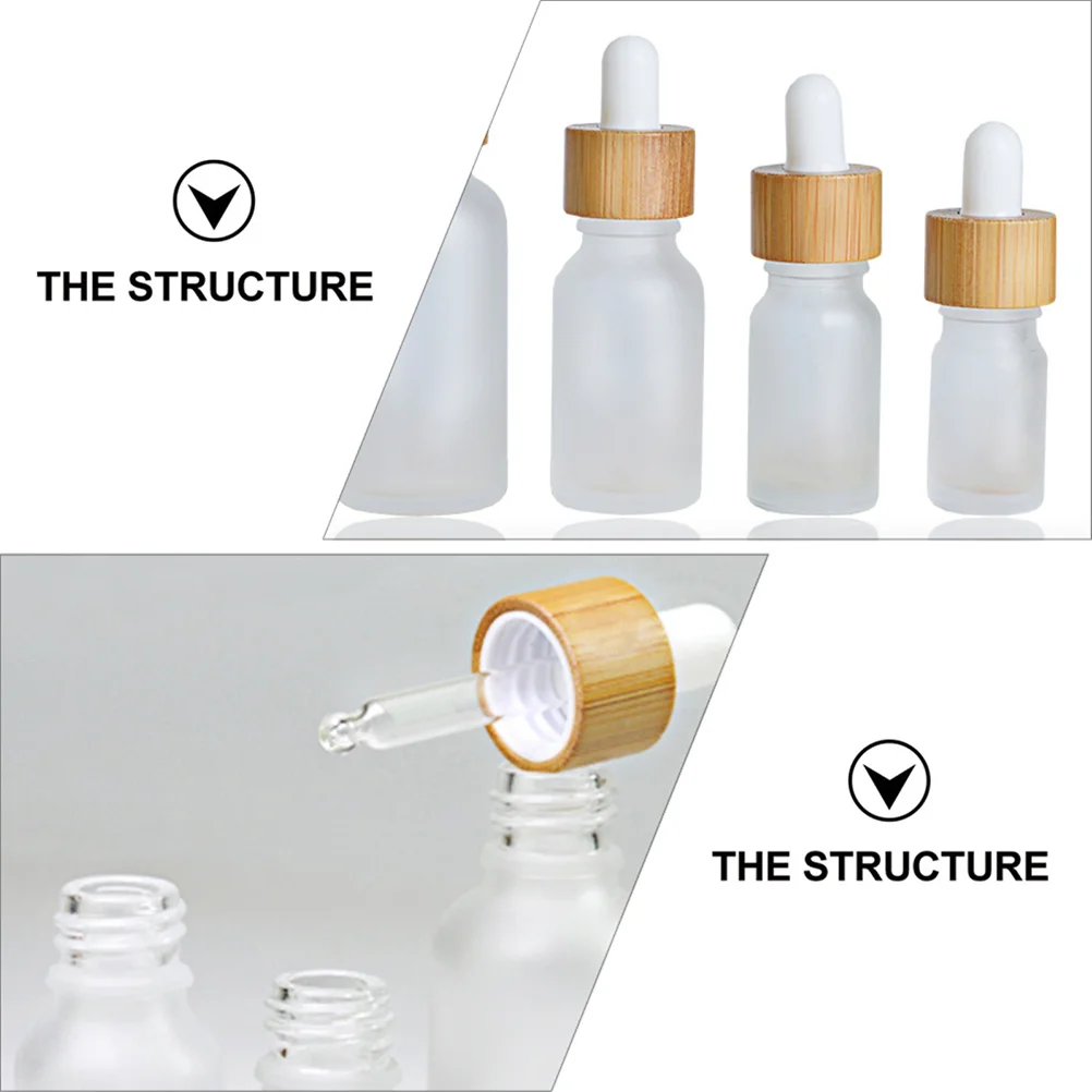 

8Pcs Essential Oil Bottles Mini Refillable Glass Dropper Leakproof Bamboo Empty Container Portable Travel Dispense Bottle