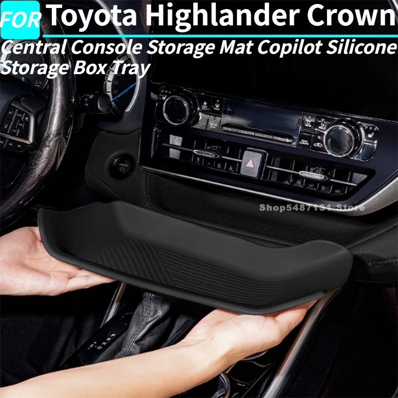 Central Console Storage Mat Copilot Silicone Storage Box Tray for Toyota Highlander Interior Accessories 2022-2024 2025 for LHD
