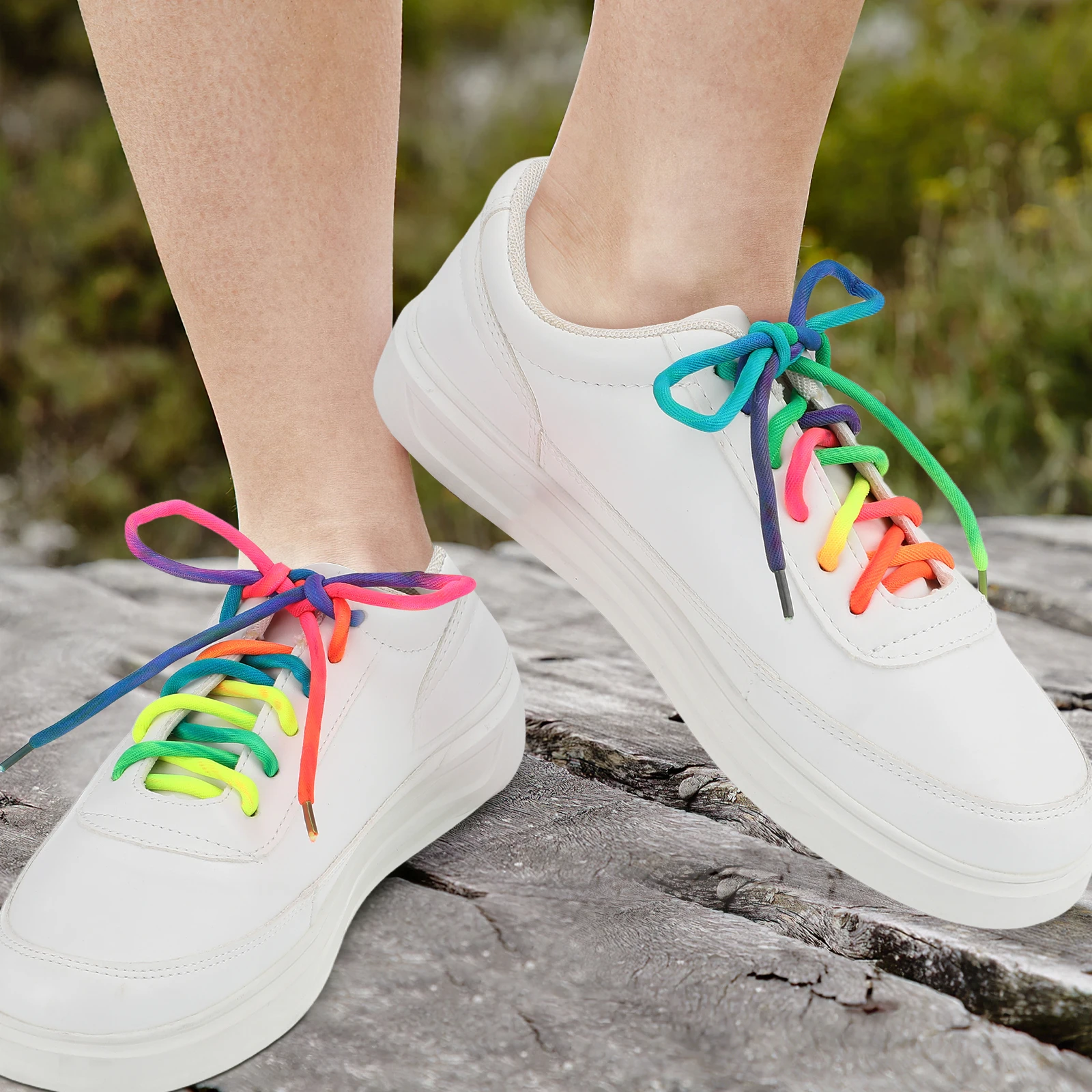 

1 Pair Round Shoe Laces Rainbow Rainbow Round Shoelaces Gradient For Sneakers Replacement Shoelaces Canvas Shoes Accessories