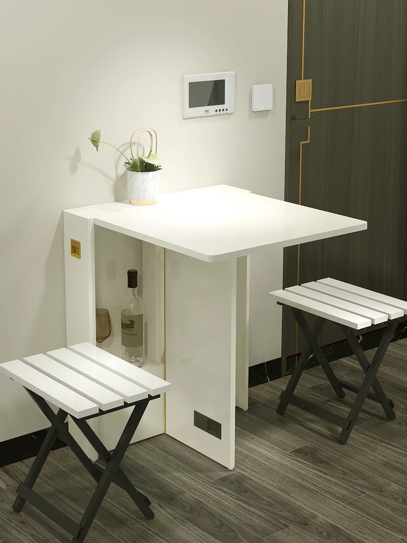 LYN small apartment folding ultra-thin dining table apartment multi-functional cream wind retractable desk