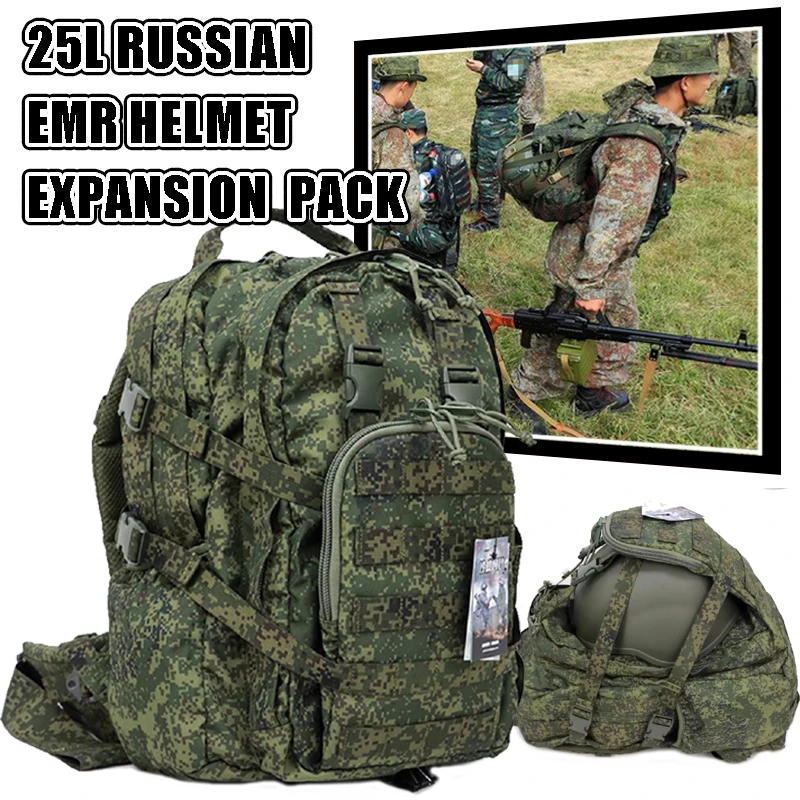 

Tactical 25L Russian 6sh117 EMR Shoulder Helmet Expansion Bag Assault Patrol Bag Multifunctional Molle Little Green Man Backpack