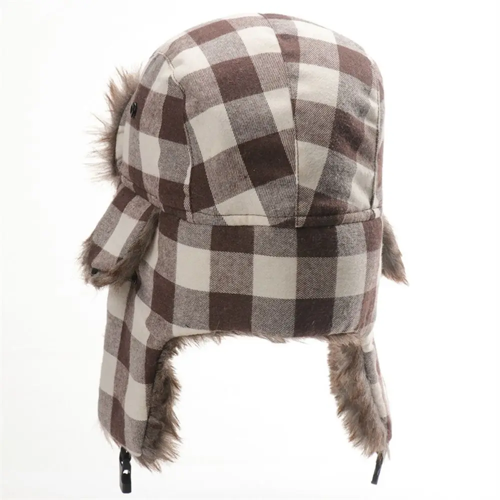 Winter Thicken Driving Russian Plaid Windbreak Trapper Pilot Caps Korean Beanies Hats Men Hats Earmuff Hats Earflap Caps