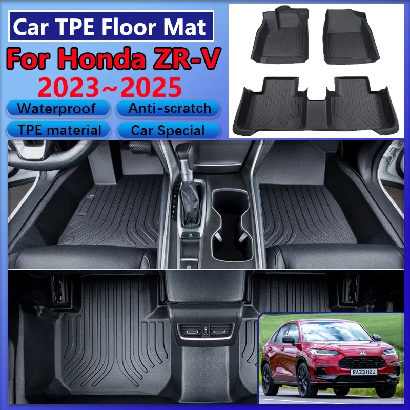 For Honda ZR V ZR-V ZRV 2023~2025 TPE Car Floor Mat Waterproof Anti-scratch Mud Carpet Full Rug LHD Foot Pad Cushion Accessories