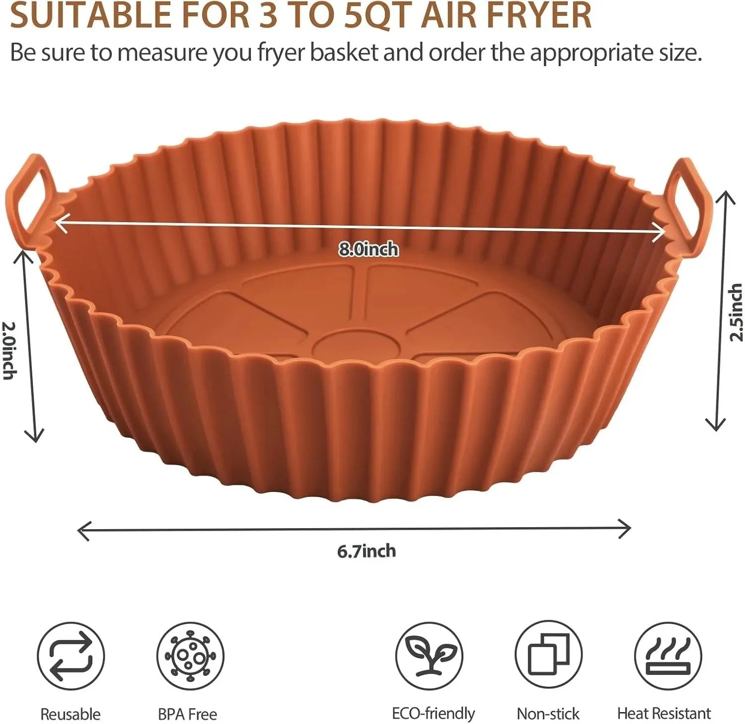 16.5cm Air Fryer Reusable Pot Silicone Oven Baking Tray Round Liner Easy Clean Pizza Plate Grill Pan Mat Air Fryer Accessories