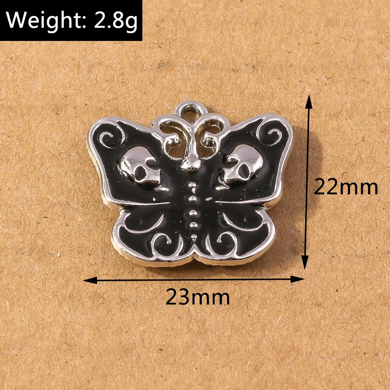 10 teile/los halloween schmetterling schädel bezaubert fledermaus anhänger für schmuck herstellung halskette ohrringe diy halloween geschenk zubehör – Detail 8