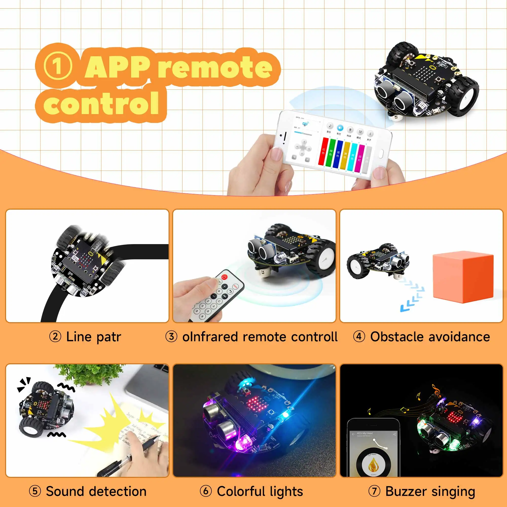 Micro:Bit V2 Smart Mini Robot Car Kit Coding for Kids Science Building Kit Learning Educational STEM Toy DIY Electronic Project