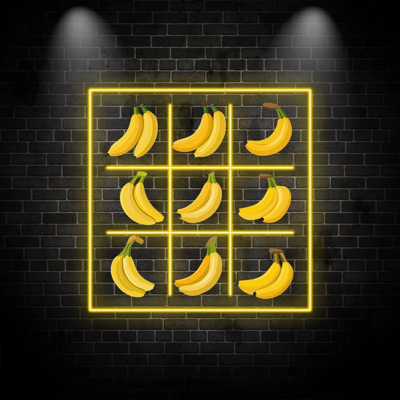 Banana Grid LED Neon Light – Modern and Quirky Fruit-Inspired Wall Art for Home, Cafes, and Parties! Brighten up any space!