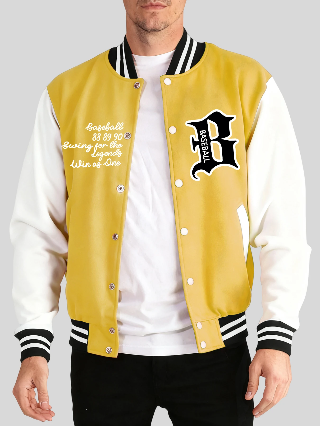 

Baseball Art Letter Prints Male Jersey Autumn Winter Jackets Sports Hip Hop Clothes Soft Button Streetwear Street Casual Veste