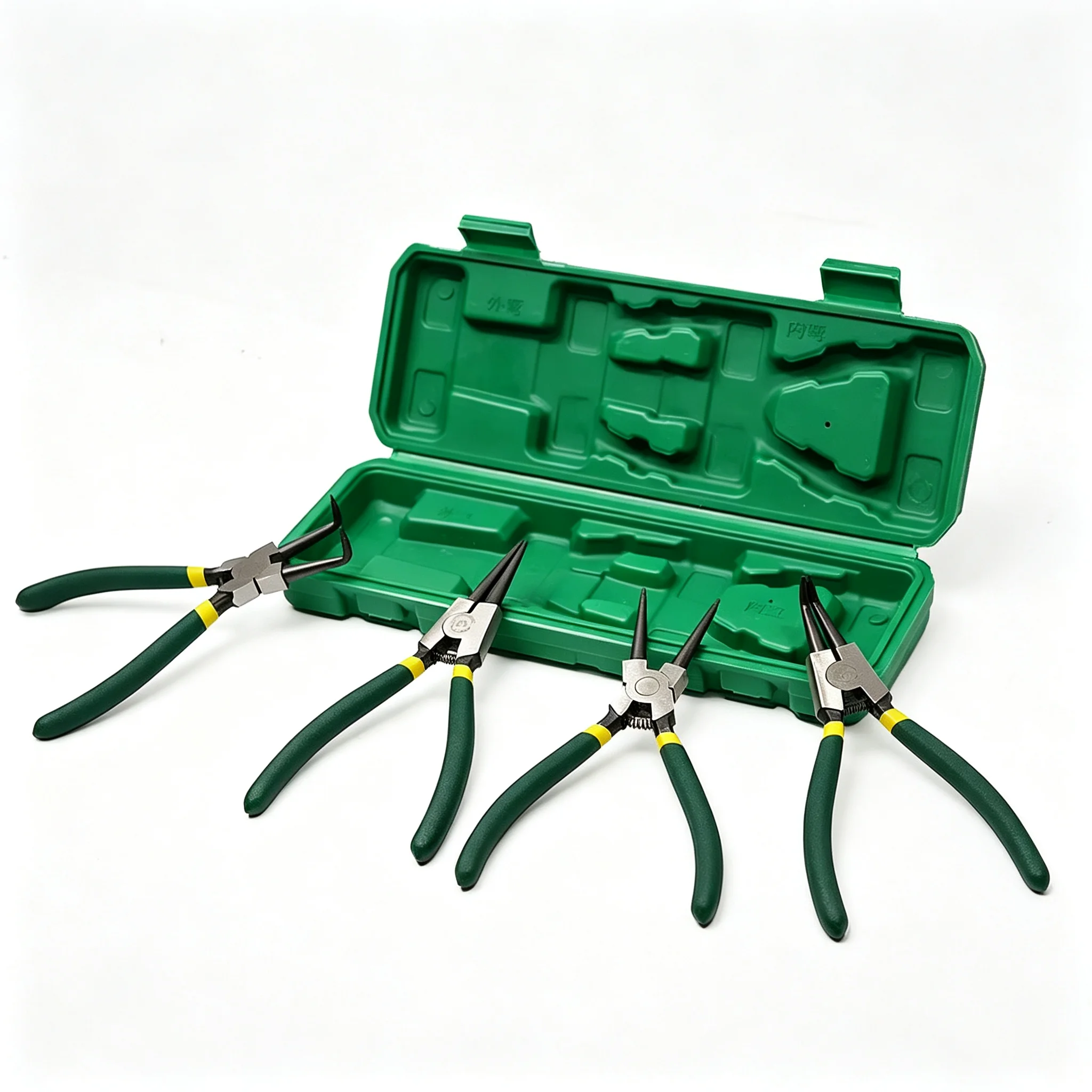 4Pcs Circlip Plier Set 7'' Long Nose Plier Straight Bent Plier Inner Outer Straight Bent Plier Retaining Snap Ring Remover Tool