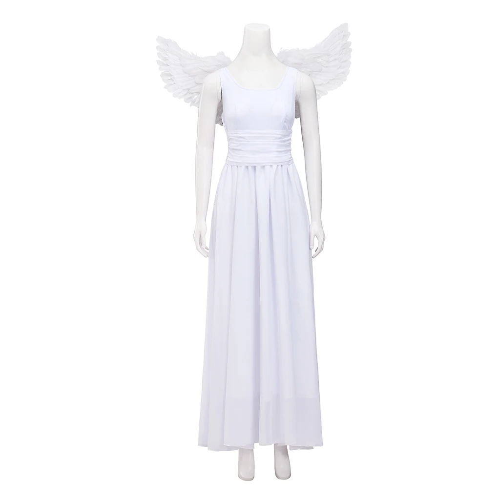 Película Romeo y Julieta Cosplay disfraz Julieta alas de Ángel vestido traje sin mangas correa vestido blanco para mujeres adultas Halloween