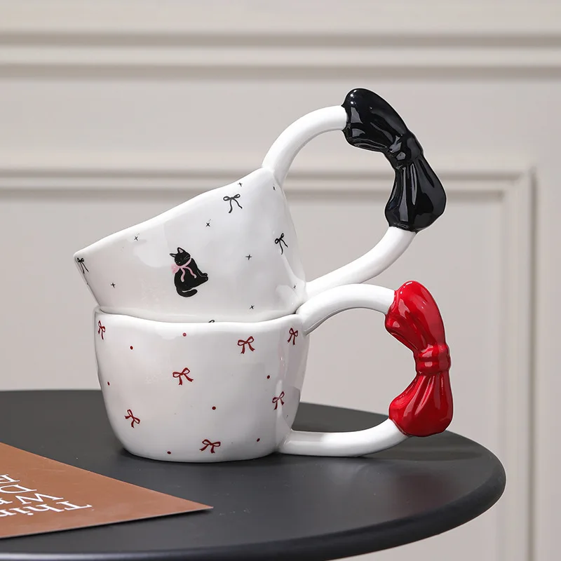 Butterfly Handle Large Ear Cup Ceramic Highvalue Mug Creative Cartoon Pattern Coffee Cup