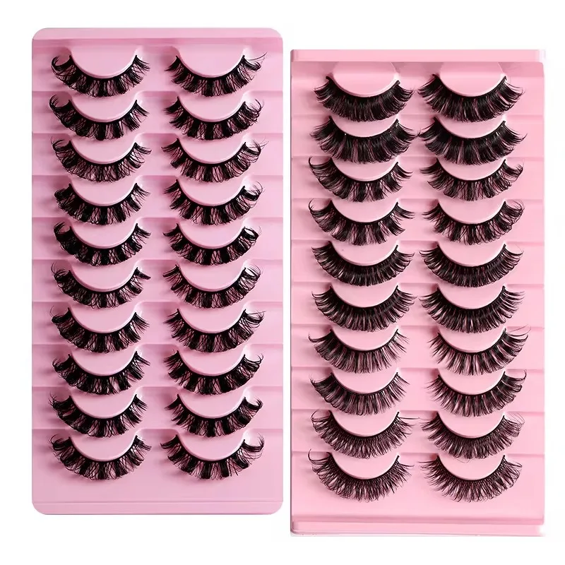 10 Pairs CD Curl Eyelashes Russian Natural Thick Eye Lashes Reusable Fake Lashes Strip Fluffy Makeup False Eyelash Extension