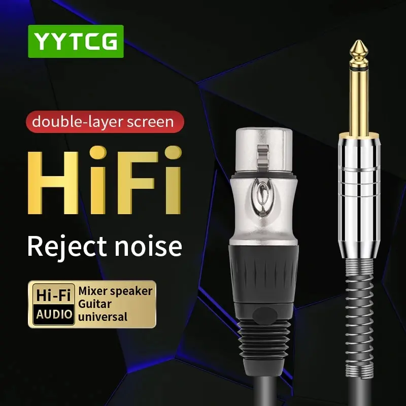 YYTCG 6.5 to XLR Balanced Analog Cable 3 Pin Male to Female For Microphone Amplifier Mixer XLR to 6.5mm Pure Copper Audio Wire