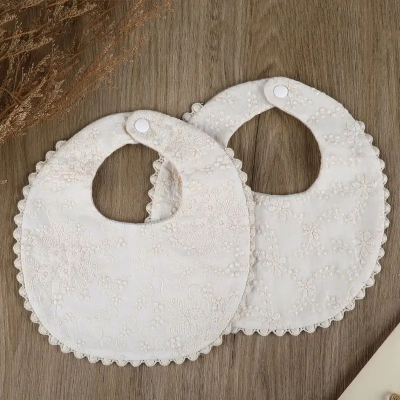 Cute Baby Bib Saliva Towel 360°Rotate Absorption Bandana Bibs Burp Cloths Soft and Absorbent Beige Cotton