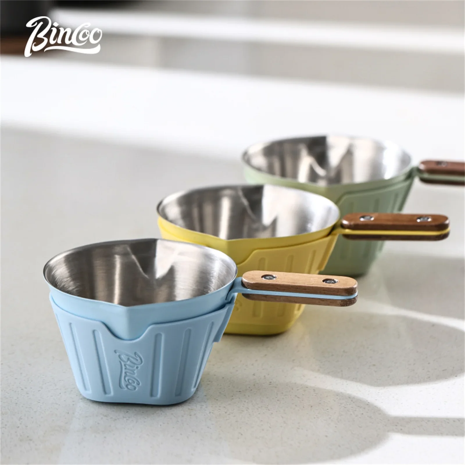 Bincoo 304 SUS Coffee Shot Glass Escala interna precisa gravada a laser com alça de silicone para derramar fácil