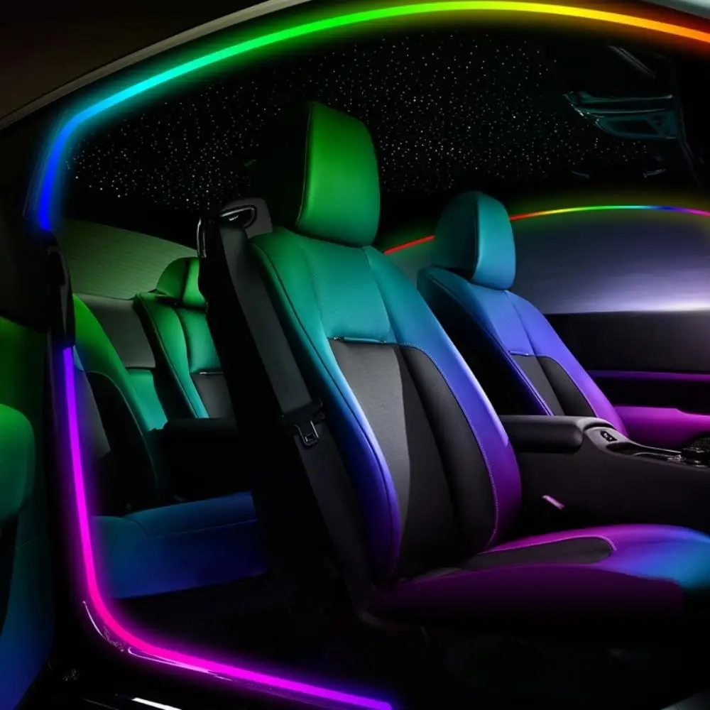 

Светодиодная лента для дверей автомобиля 4-в-1, 137,8 дюйма, RGB, с управлением через приложение, USB-подключение, акриловая полоса, для создания атмосферной подсветки