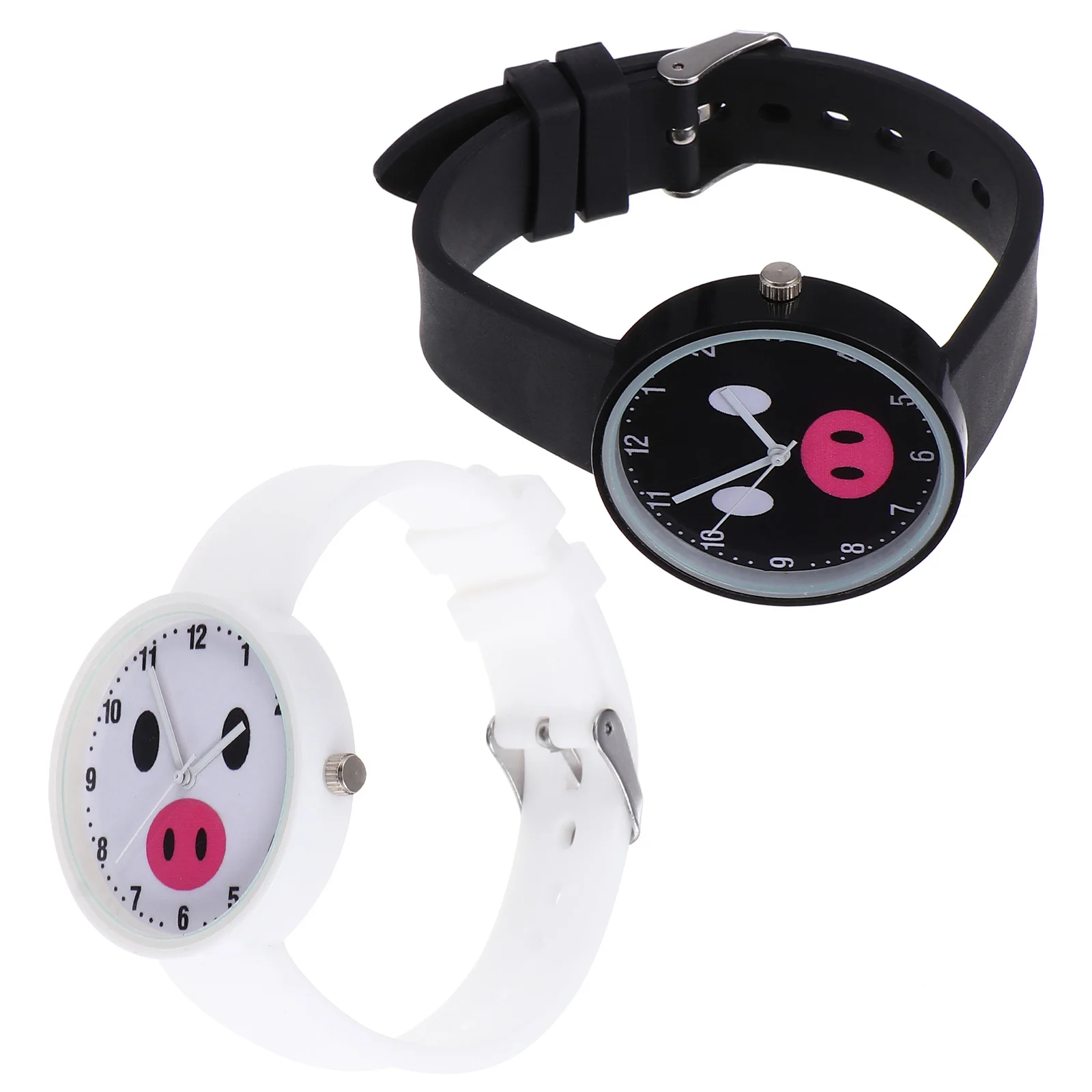 Orologio in silicone da 2 pezzi, design simpatico cartone animato, movimento al quarzo impermeabile per un regalo di compleanno da indossare ogni giorno