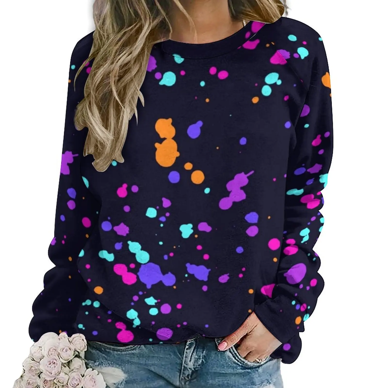 Colorful Splash Casual Hoodies Autumn Trippy Print Trendy Hoodie Long Sleeve Oversized Harajuku Graphic Sweatshirts