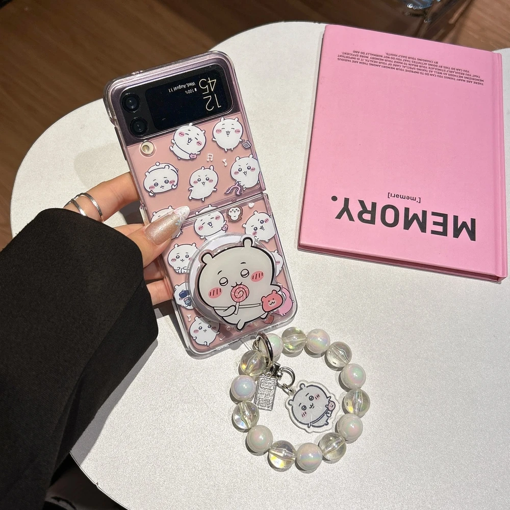 Funda Protectora Rígida con Soporte Magnético Magsafe para Carga Inalámbrica, Diseño Chiikawa Hachiware Usagi, para Samsung Galaxy Z Flip 7 6 5 4 3