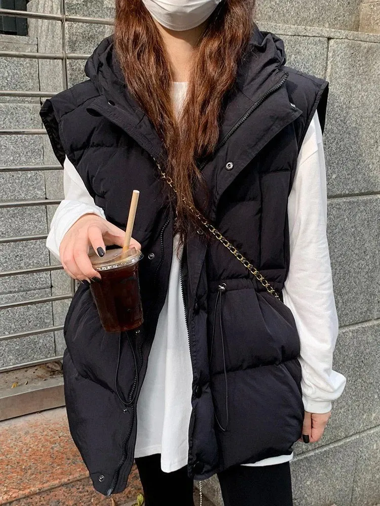 Down Cotton Vest Women Autumn Winter Sleeveless Jackets Female Elegant Fashion Thick Padding Coat Ladies Casual Loose Warm Vests