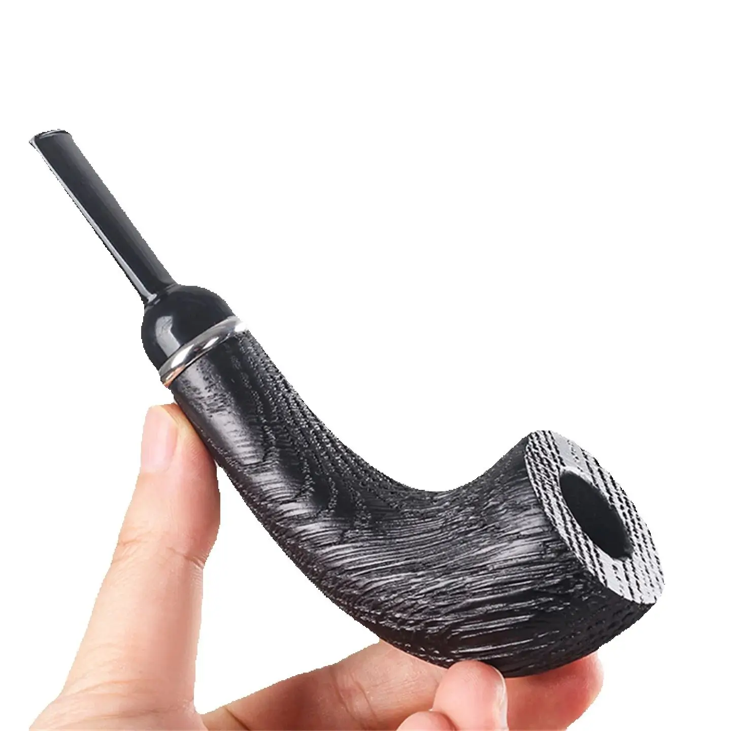 

Роговая трубка из черного дуба, 9 мм, фильтрующая трубка с аксессуарами, полный набор, ретро-джентльмен, курительная табачная трубка ручной работы, подарок папе