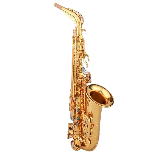 Popular Fine Workmanship Hand Carved Flower Gold Lacquer Alto Saxophone With Packaging Box Accessories