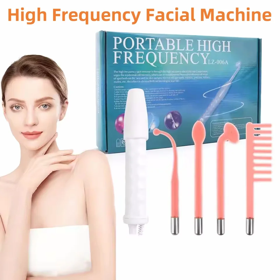 Hochfrequenz-Gesichtsmaschine, 4-in-1, elektrisch, für Gesichtshaut, Schönheitswerkzeuge, tragbarer Neonstab, Akne-Behandlung, Therapie-Zauberstab