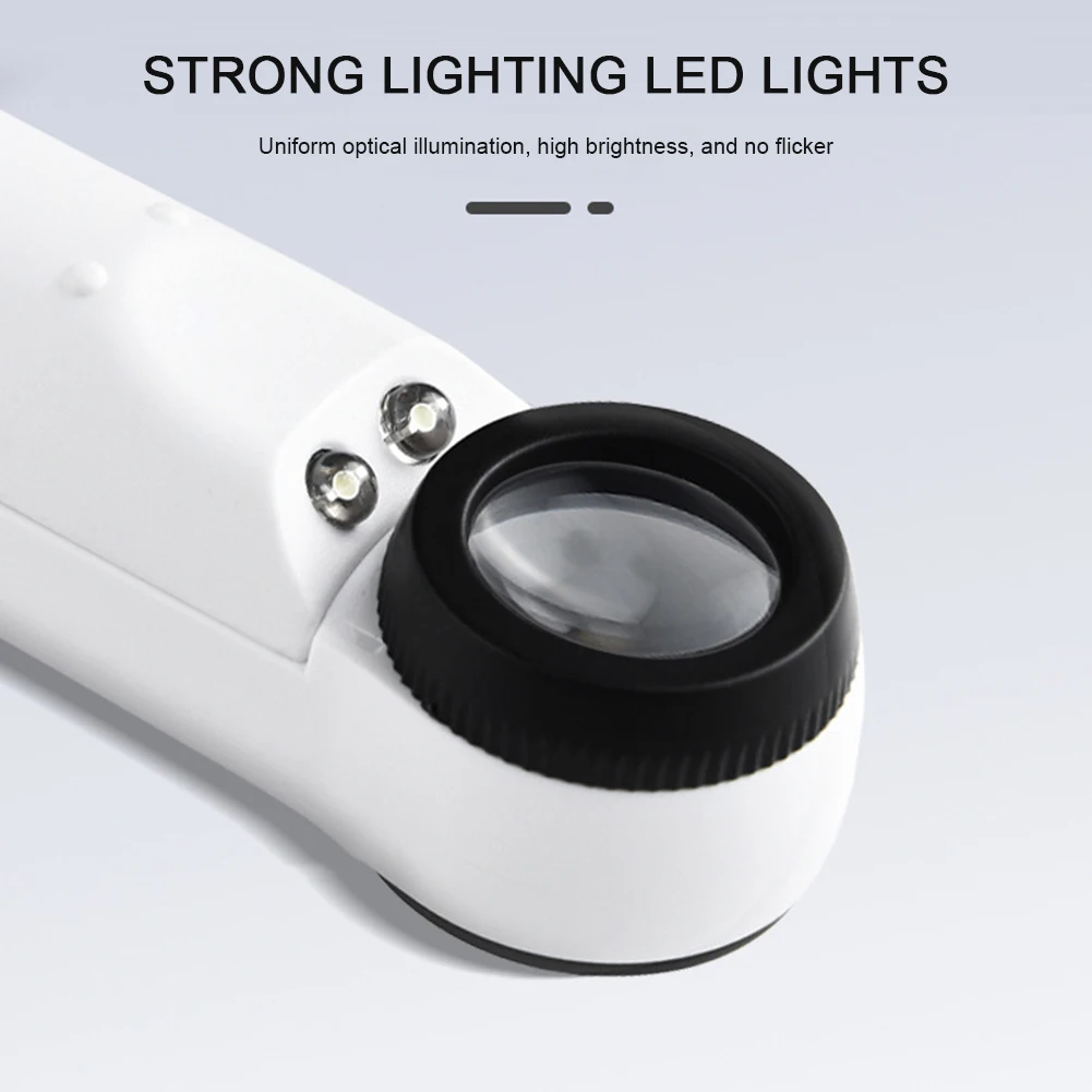 مكبر 40x مع ضوء LED أداة تحديد المجوهرات متعددة الوظائف لعملة الطوابع
