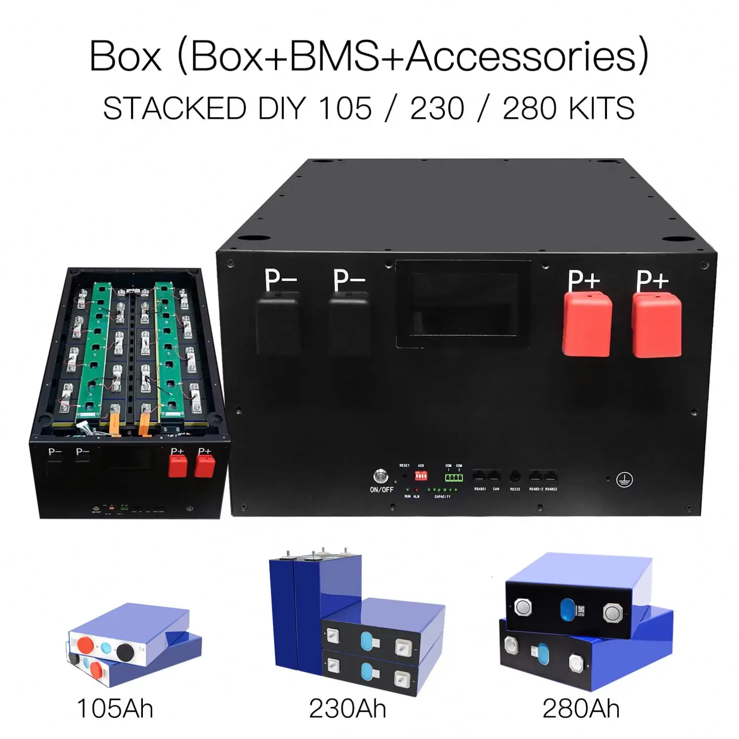 2025 Hot Koop 48V 105Ah 230Ah 280Ah LiFePO4 Batterij Case Bms 16S Diy Kit Batterij Box Voor thuis Opslag