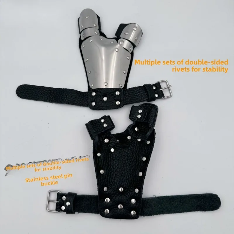 Professional Heavy Duty Stainless Steel Slingshot Fishing Hunting Hand Guard Protective Leather Grip Pulley System Outdoor Tool